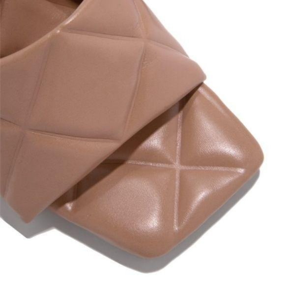 Quilted Mules in Dark Nude - Picture 4 of 5